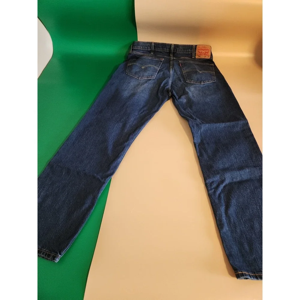 Levi's 502 Regular Taper Jeans Mens 38x32 Dark Wash Blue Stretch Denim